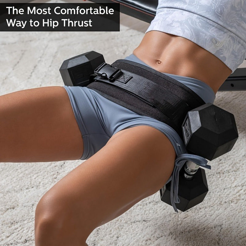 Black Adjustable Weighted Belt for Home Workouts - Extra Padded Nylon Fabric, Buckle Closure, Adjustable Resistance for Kettlebell Training, Hip Sculpting, Strength Training Weight Lifting Strap