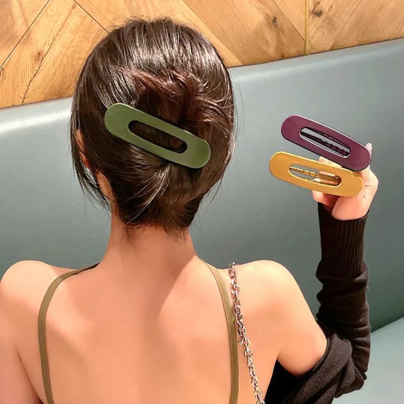 Elegant Matte Hair Clip for Women - Large, Non-Slip Side Bangs & Back Head Gripper, Solid Color, Durable Plastic