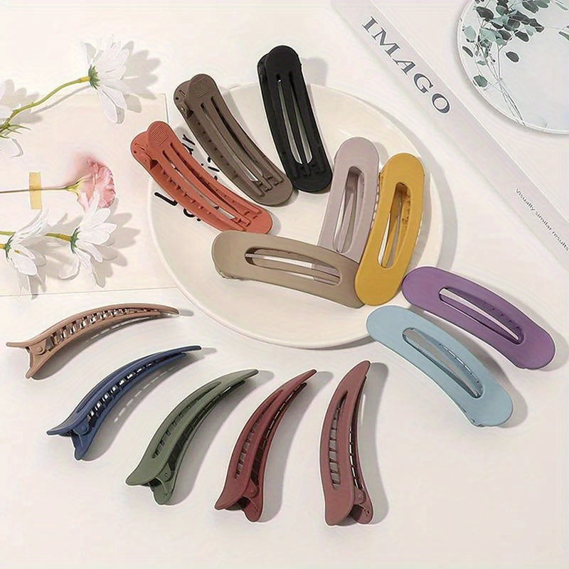 Elegant Matte Hair Clip for Women - Large, Non-Slip Side Bangs & Back Head Gripper, Solid Color, Durable Plastic