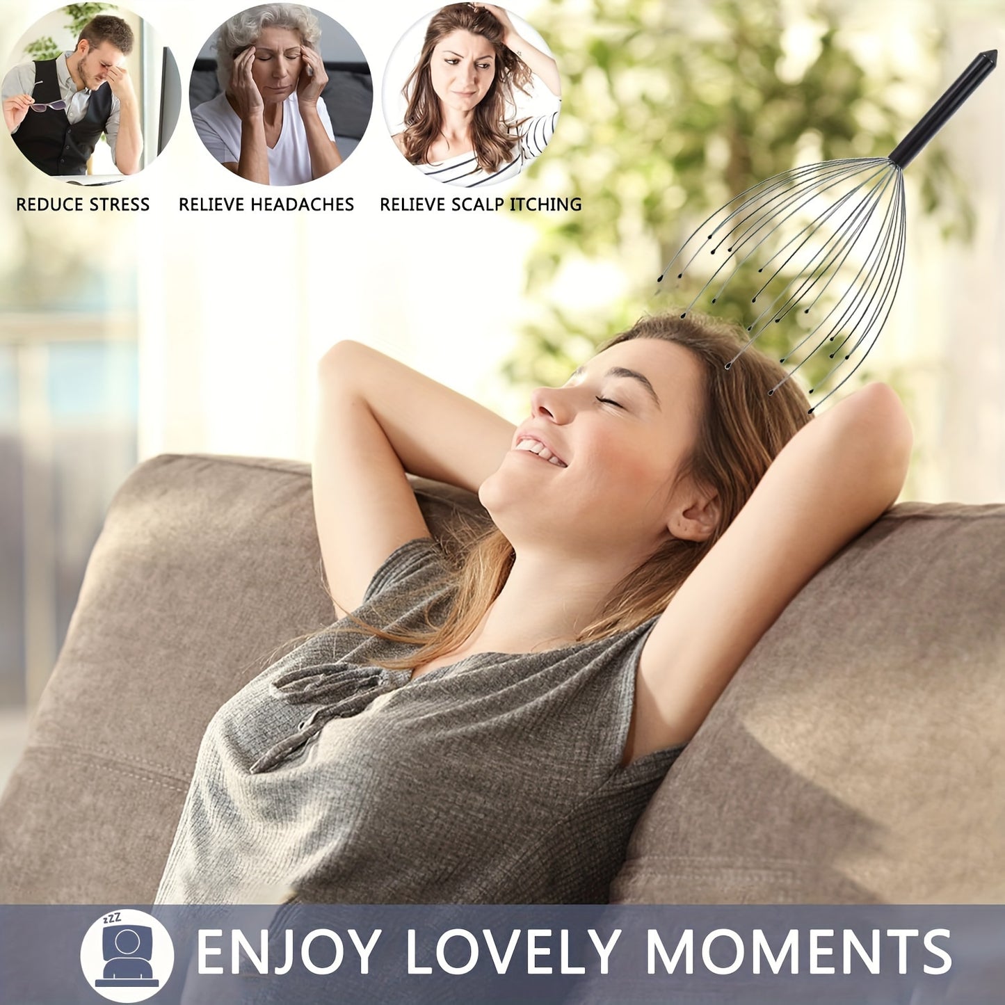 Handheld Scalp Tingler Massager - Deep Relaxation 20-Finger Head Massager with Scalp Scratcher Function, Metal, Ideal for Men and Women - Perfect Stocking Stuffers and Gift Ideas