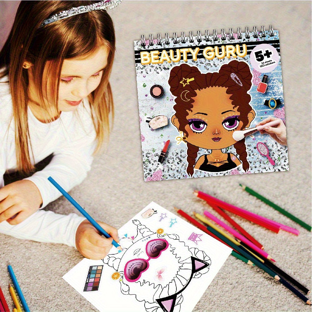 Beauty Guru 5+ Colorful Makeup Sticker Coloring Book - Learn & Practice Makeup Art, Develop Aesthetic Sense, DIY Beauty Fun, Youngsters' Art Supplies | Playful Design | Detailed Illustrations, Beauty Coloring Book