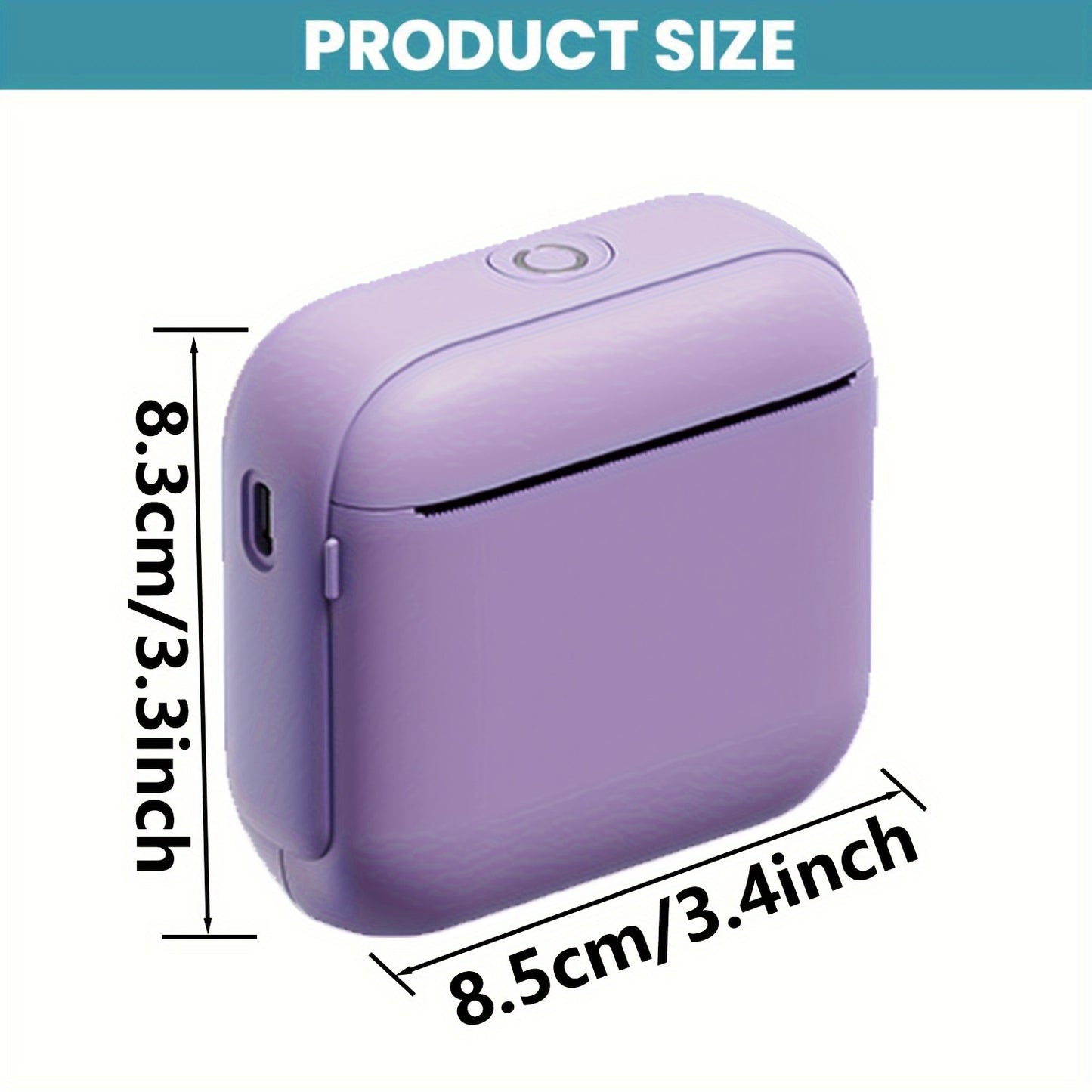 Portable Thermal Printer, Instant Print, Compatible with iOS/Android Devices, Wireless, Lithium Battery, USB Powered, for Photos, Labels, Notes & More
