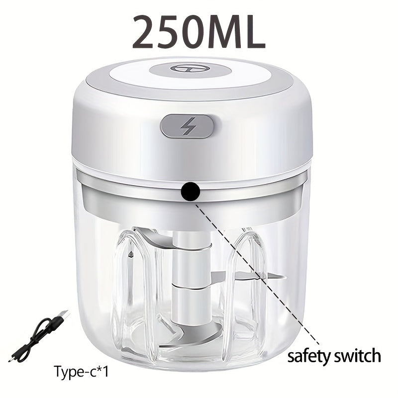 USB Rechargeable 250ml Cordless Electric Blender - 30W High-Powered Multifunctional Food Processor, Quickly Blends/Chops Meat/Garlic/Vegetables/Baby Food, Food-Grade Cup, Child Lock Safety, Ideal for Kitchen & Camping