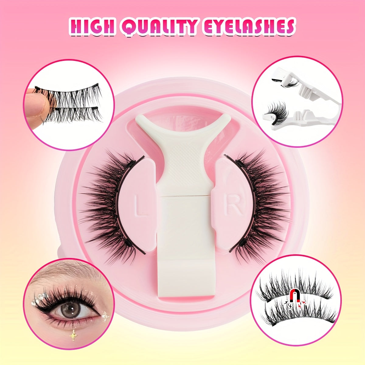 YSDO Magnetic False Eyelashes - Soft, Ultra-Light, Easy-to-Apply Pair with Retaining Clip, Natural Curl Style for Everyday Wear, Everyday Eyelash Enhancement|Natural Curl Lashes|Magnetic Eyelash Holder, Eyelash Extensions