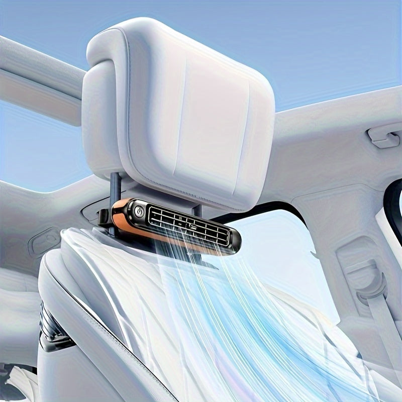 2024 New Model Car Ventilated Seat Fan, USB Powered Headrest Seat Fan, Portable with Three-Speed Adjustment, Turbo Strong Wind, Bladeless Backrest Small Electric Fan.