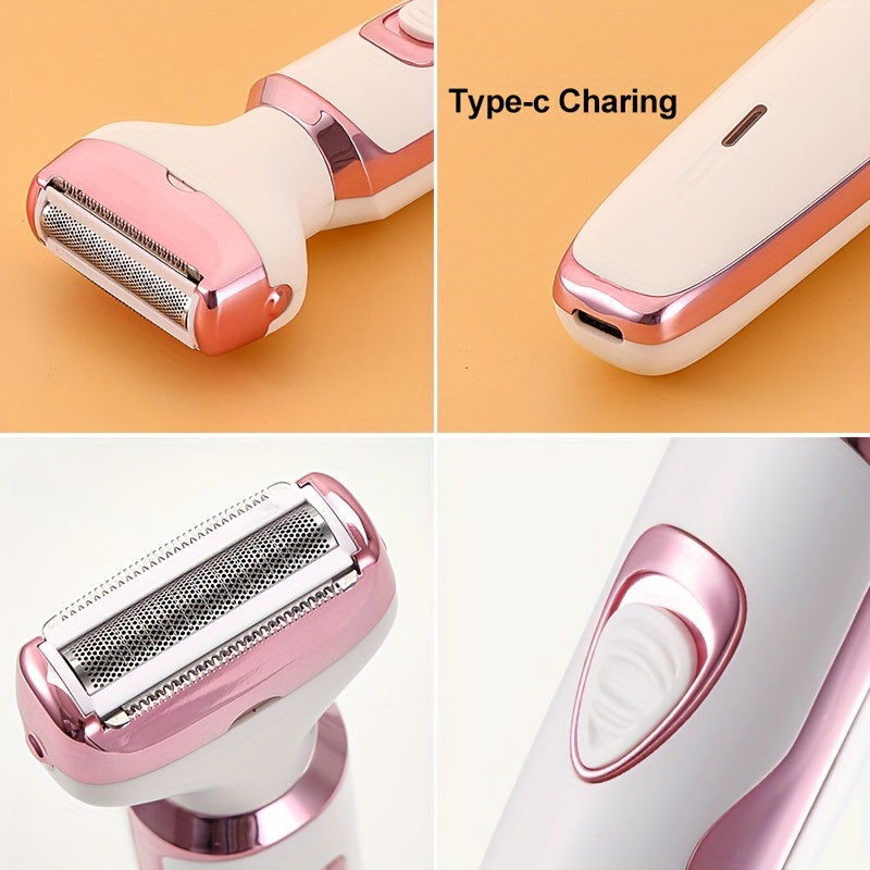 Electric Razor for Women, 4-in-1 Rechargeable grooming kit, Lady Electric Shaver for Face, Nose, Legs And Underarm, Bikini Trimmer for Women Painless, Hair Razor Rechargeable & Portable