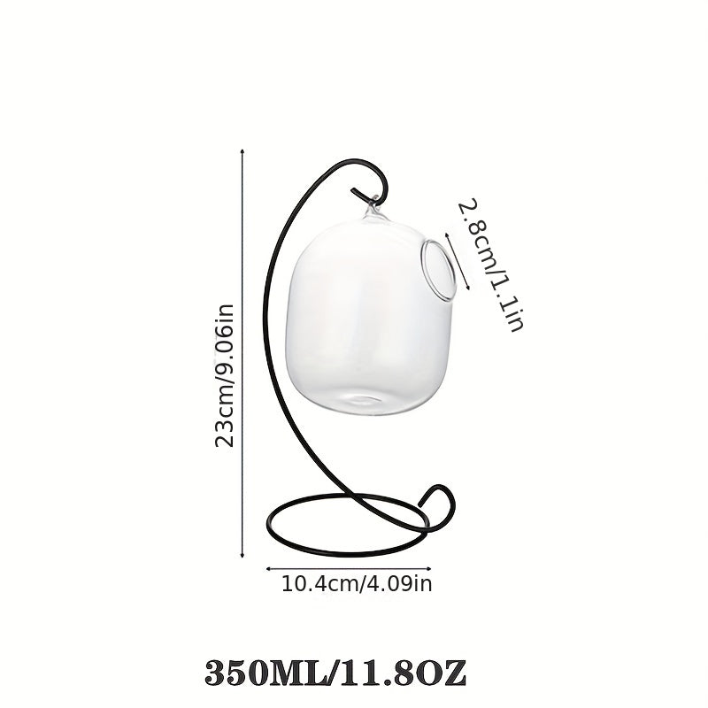 1pc 11.8oz Hanging Cocktail Glass with Iron Stand - BPA-Free, Reusable Martini & Wine Bar Glassware, Perfect for Summer Drinks, Hand Wash Only, Elegant Round Design for Refreshing Beverages, Summer Drinkware | Elegant Round Glass