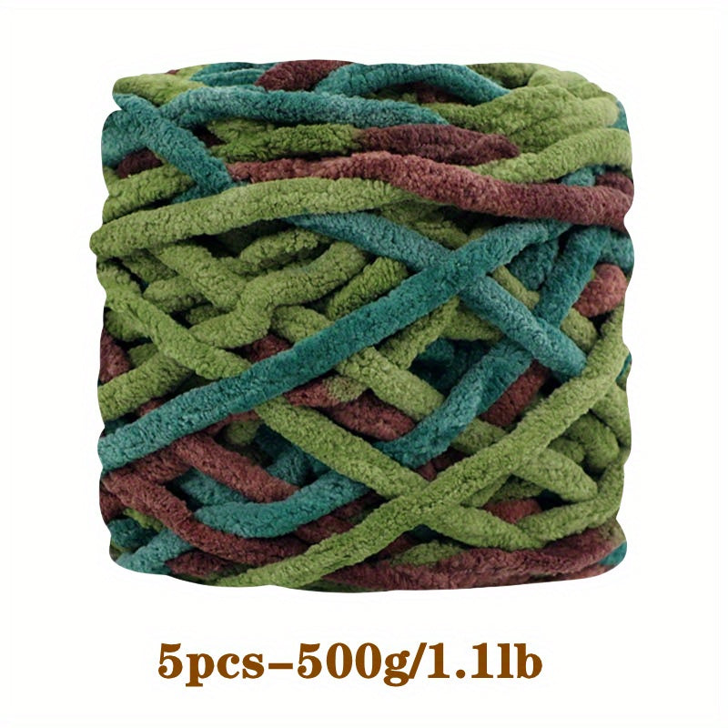 5pcs Ultra-Soft Chunky Chenille Yarn - Perfect for DIY Knitting & Crochet Projects, Scarves, Hats, Blankets | Available in Multiple Colors