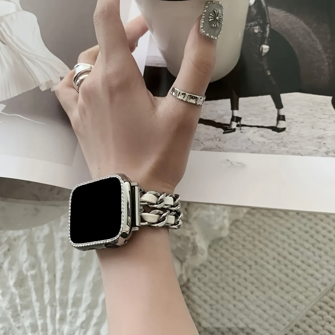 BIIFAKOO new small fragrance style metal stitched ten generations available compatible 38mm 40mm 41mm 42mm 44mm 45mm 46mm 49mm suitable for Ultra Series 10 9 8 7 7 SE 6 5 4 3 5 4 4 3 2 1