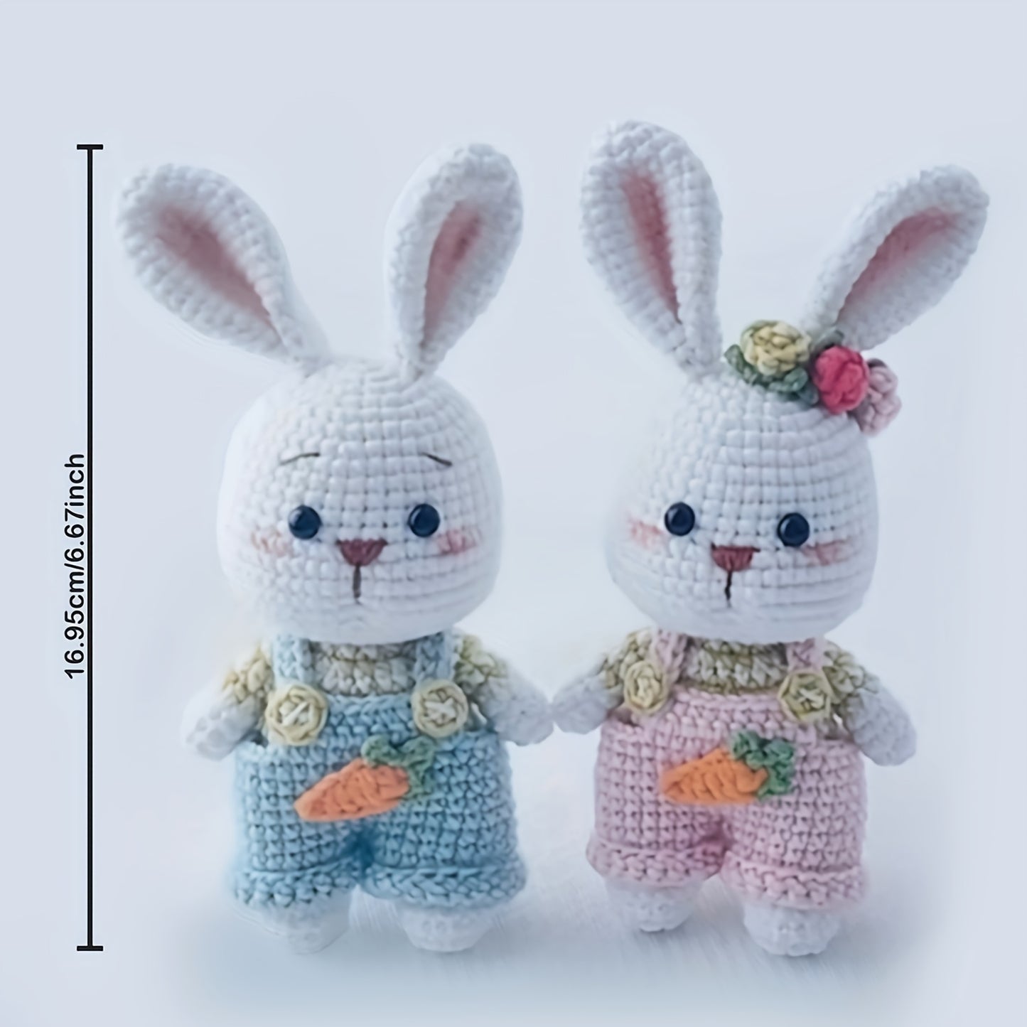 Complete Craft Set Carrot Rabbit Crochet Kit - Beginner-Friendly DIY Amigurumi Keychain & Desk Decor with Tutorials, Videos, and Gift Bag - Perfect for Birthdays, Couples, Christmas