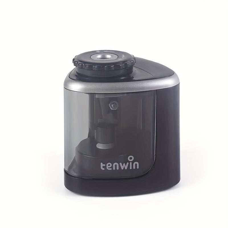 1pc automatic electric pencil sharpener, sharpens quickly within seconds, stops automatically and prevents lead breakage, durable, black, office desk stationery tool