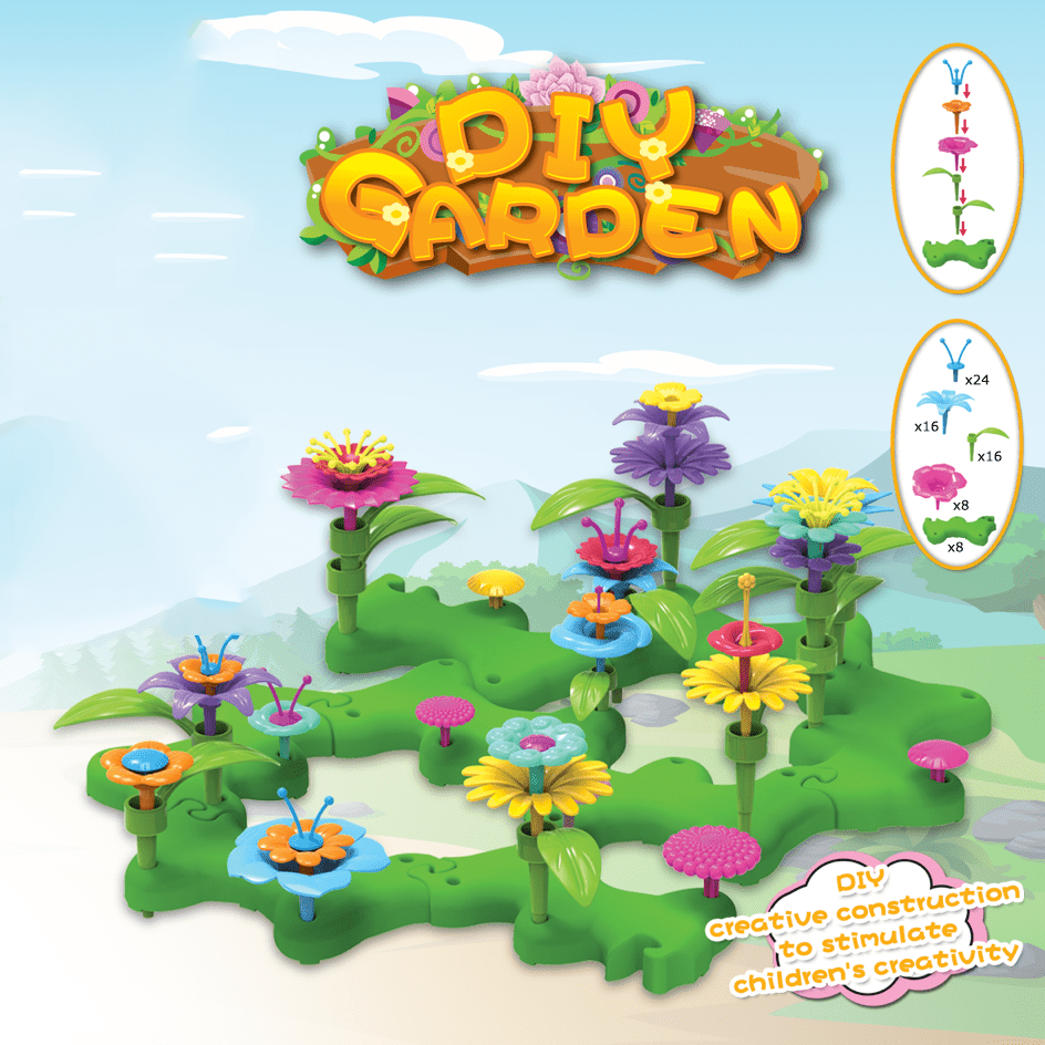 Garden Building Set 72pcs Girls' Early Learning Toys Gift for Girls and Boys Ages 3-6, Garden Building Toys Educational Activity Kindergarten Boys and Girls Toy
