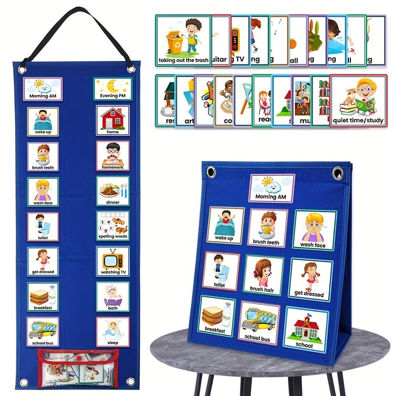 70-Card Visual Daily Schedule Board - Autism Learning Materials for Home School, Morning Bedtime Routine Chart, Chore Chart, and Responsibility Tracker with Communication Cards - Non-Electronic, Uncharged, and Easy-to-Use Educational Tool