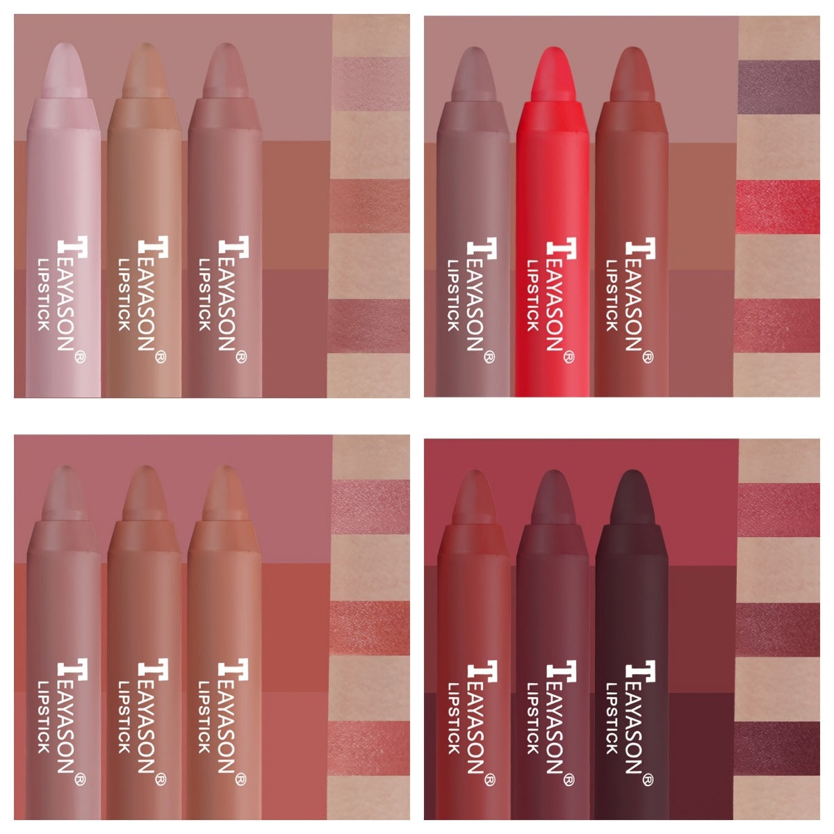 Set Of 3pcs Lipstick, Lip Liner Pen Lipstick Pen, Long Lasting Matte Nude Color, Natural Lip Gloss Lip Makeup Gift Set For Valentine's Day Valentine's Day Gifts