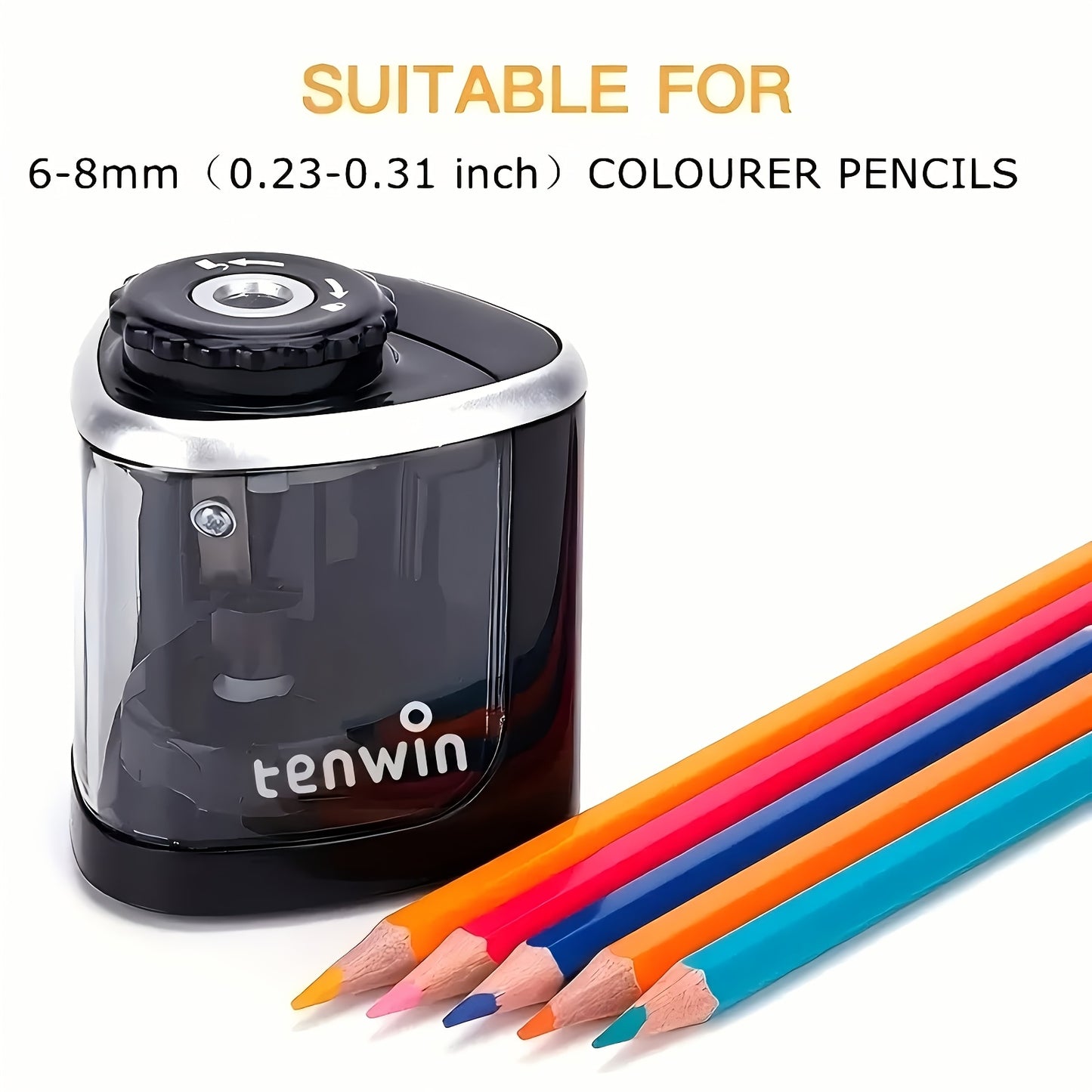 1pc automatic electric pencil sharpener, sharpens quickly within seconds, stops automatically and prevents lead breakage, durable, black, office desk stationery tool