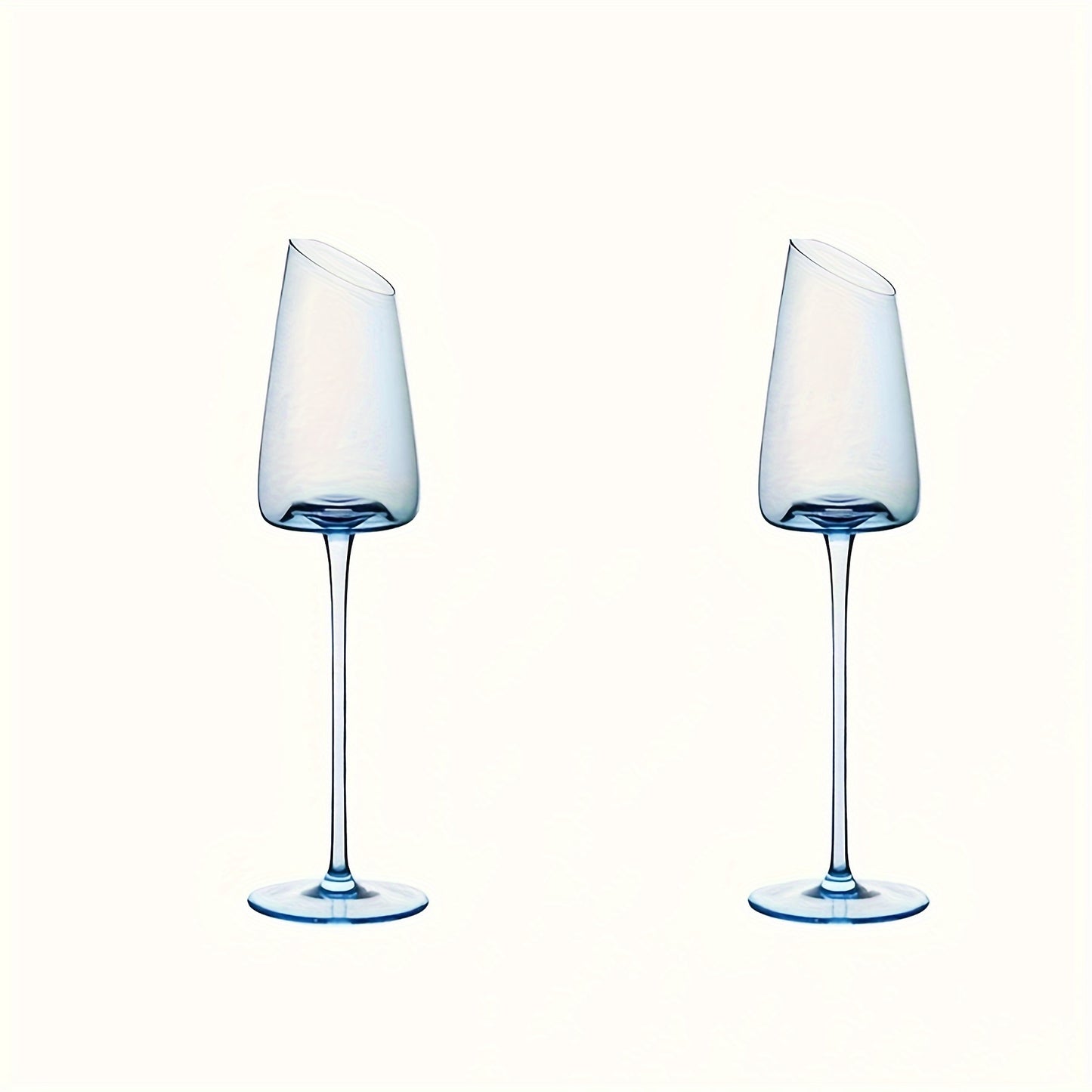 Internet celebrity ins flamingo red wine glass champagne glass oblique mouth household small fresh pink blue crystal glass Bordeaux high foot cup French oblique mouth light luxury style good-looking wine glass sweet wine glass gift box wedding birthday gi