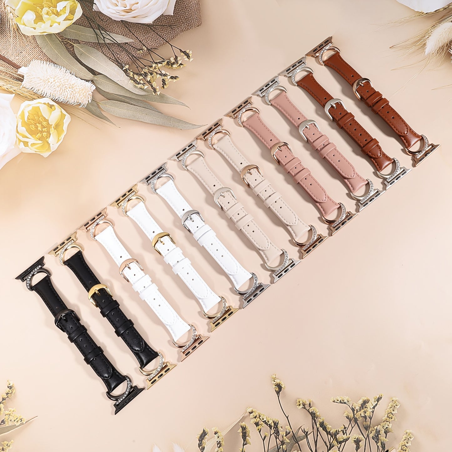 Apple Watch Leather Strap - Ultra-thin Delicate C-shaped Golden Buckle - 41mm 40mm 38mm 42mm 44mm 45mm 46mm 49mm Replacement for Series 10 9 Ultra SE 8 7 6 5 4 3 2 1