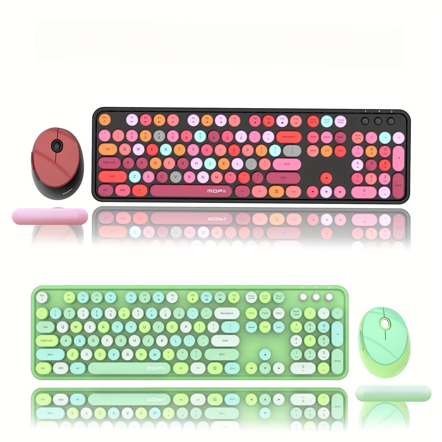 Mofii Sweet Retro Punk Mixed Color Wireless Mouse Set - Optical, Round Keys, Compatible with Laptops, ABS Resin, AA Battery Operated (Not Included)