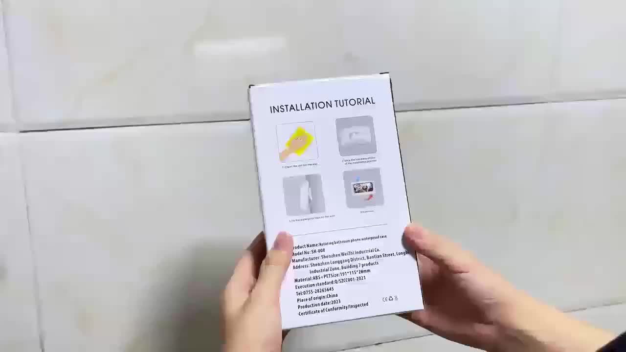 360° Rotatable Bathroom Phone Holder - Wall-Mounted, Touch-Sensitive Shower Phone Case. It'S Compatible with iPhone 15 14 13 12 Pro Max XS XR, Fits Phones Under 6.8 Inches. White ABS Design for Bathtub, Kitchen, Toilet Use, Bathroom Accessories, Shower Sm