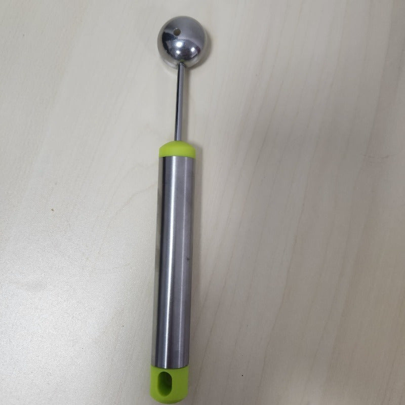 1pc Stainless Steel Watermelon Scoop - Multi-Purpose Fruit Cutter with Long Handle, Ice Cream Scoop, Baking Utensil, Decorative Food Scoop for Kitchen Tools