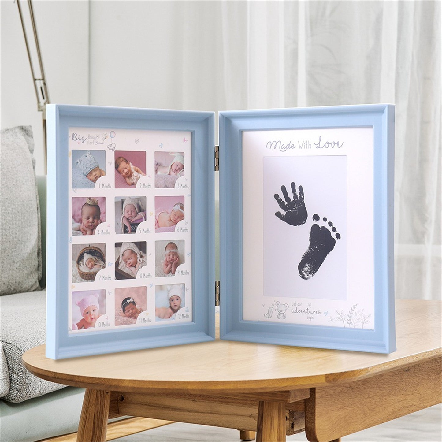 Hand and Footprint Frame - Personalized Polyvinyl Chloride Display with Cute Photos and Inked Footprints, Ideal for Christmas, Halloween, Thanksgiving, and Milestone Celebrations, Memory Book|Charming Frame Design|Polyvinyl Chloride Frame, Room Decor