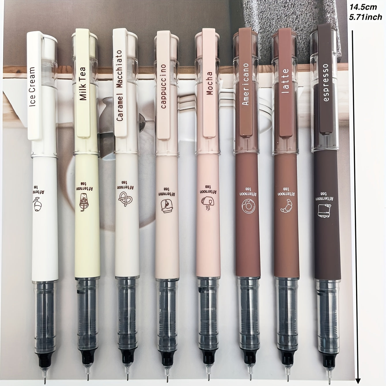 8pcs Coffee-Themed Quick-Dry Gel Pens, No-Smear Soft Fine Tip for Note-Taking, Drawing, School & Office Supplies, Mixed Colors, Back to School Essentials