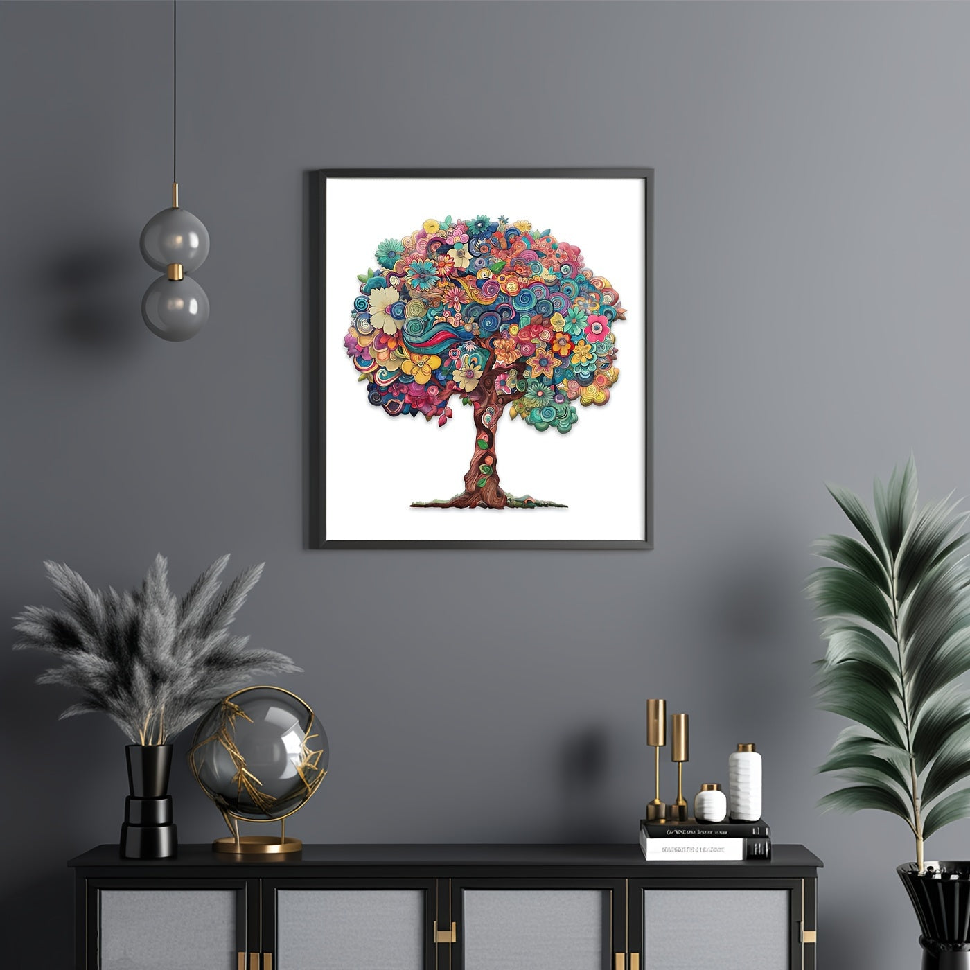Wooden Jigsaw Puzzle for Adults - Floral Tree of Life with Irregular Animal-Shaped Pieces, Vibrant Artwork, Challenging Brain Teaser & Unique Gift for Focus & Creativity, Decorative Art Painting, Creative Focus Exercise | Intricate Craftsmanship, Wooden P