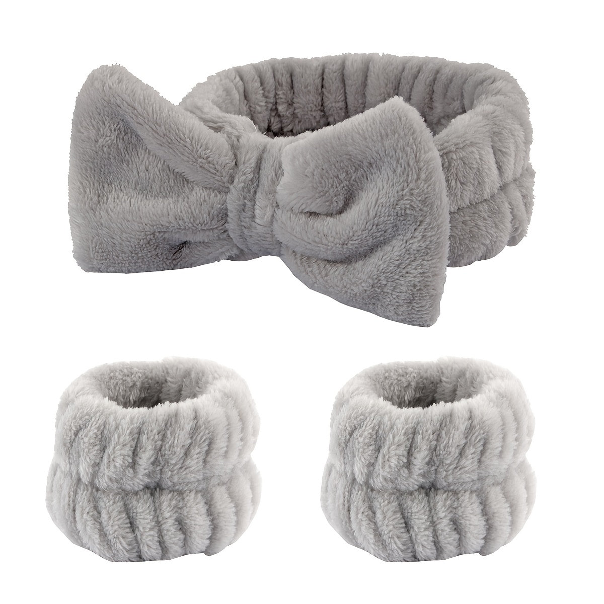 1pc/3pcs Adorable Bow Hair Band and Wristband Set, Soft Spa Headband for Washing Face, Makeup, Skincare, and Hair Styling