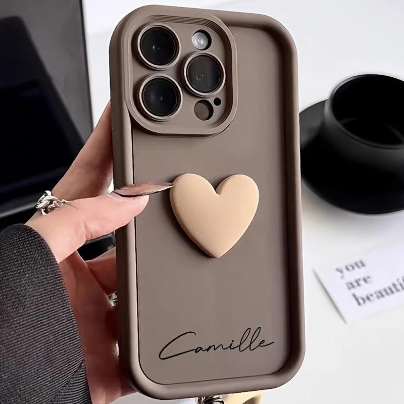Personalized Customized Name Case for iPhone 16 15 14 13 12 11 Pro Max Luxury Acrylic 3D Love Heart Soft Silicone DIY Shockproof Gift Cover 14 15 16 Plus