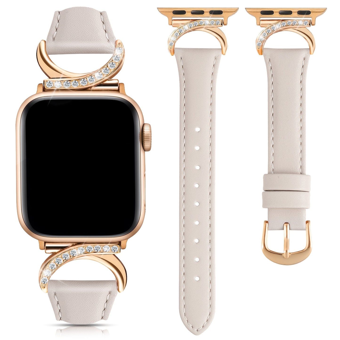 Apple Watch Leather Strap - Ultra-thin Delicate C-shaped Golden Buckle - 41mm 40mm 38mm 42mm 44mm 45mm 46mm 49mm Replacement for Series 10 9 Ultra SE 8 7 6 5 4 3 2 1