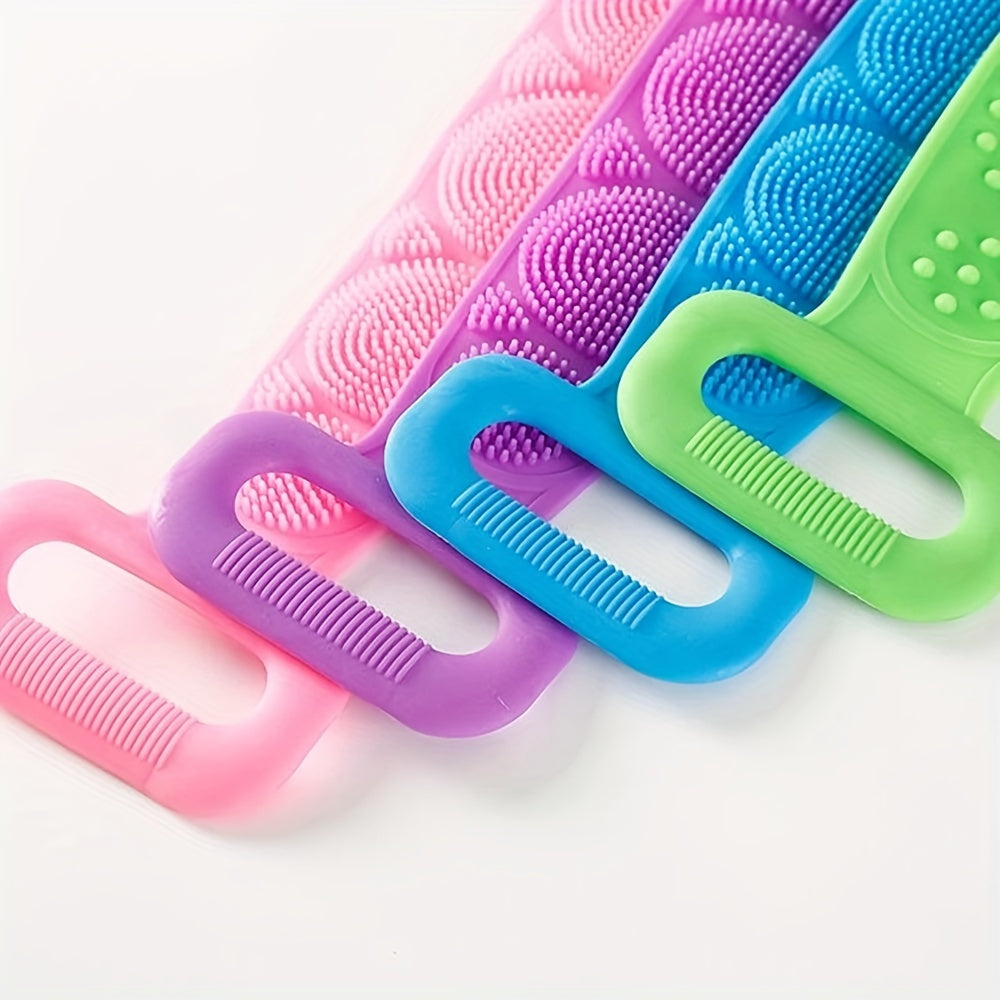 Silicone Body Scrubber Bath Brush, Exfoliating Shower Brush Bath Belt With Extra Long Strip And Handle For Easy Back Exfoliating, Rubbing Mud & Ash From Body Back, Skin-friendly, Soft And Comfortable