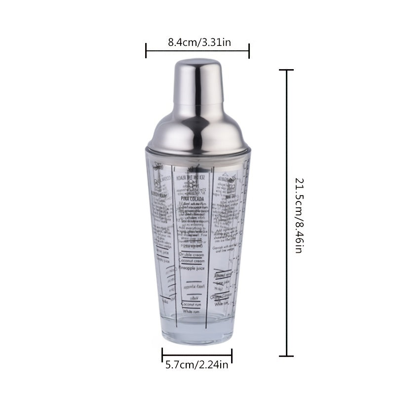 Professional 400ml/14oz Cocktail Shaker Glass with Scale - 1pc Essential Barware for Mixing Drinks, Martini Shakers, and Beginner Bartenders - Includes Glass Cup