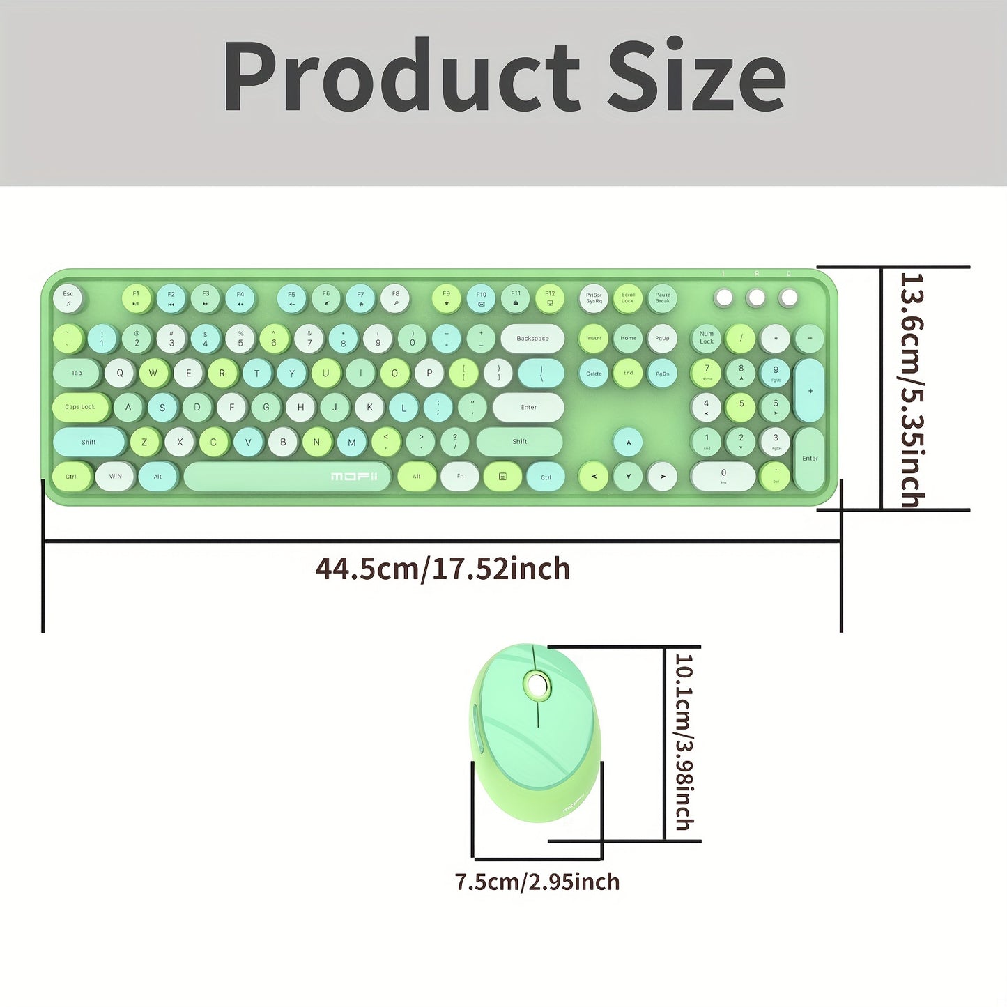 Mofii Sweet Retro Punk Mixed Color Wireless Mouse Set - Optical, Round Keys, Compatible with Laptops, ABS Resin, AA Battery Operated (Not Included)