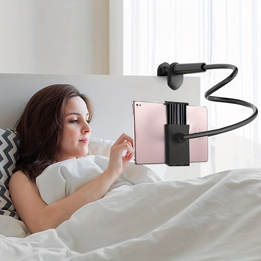Adjustable Bedside Phone & Tablet Holder - 360° Rotating, Secure Clamp, Flexible Gooseneck Arm, Wall-Mountable, ABS Material, 1pc