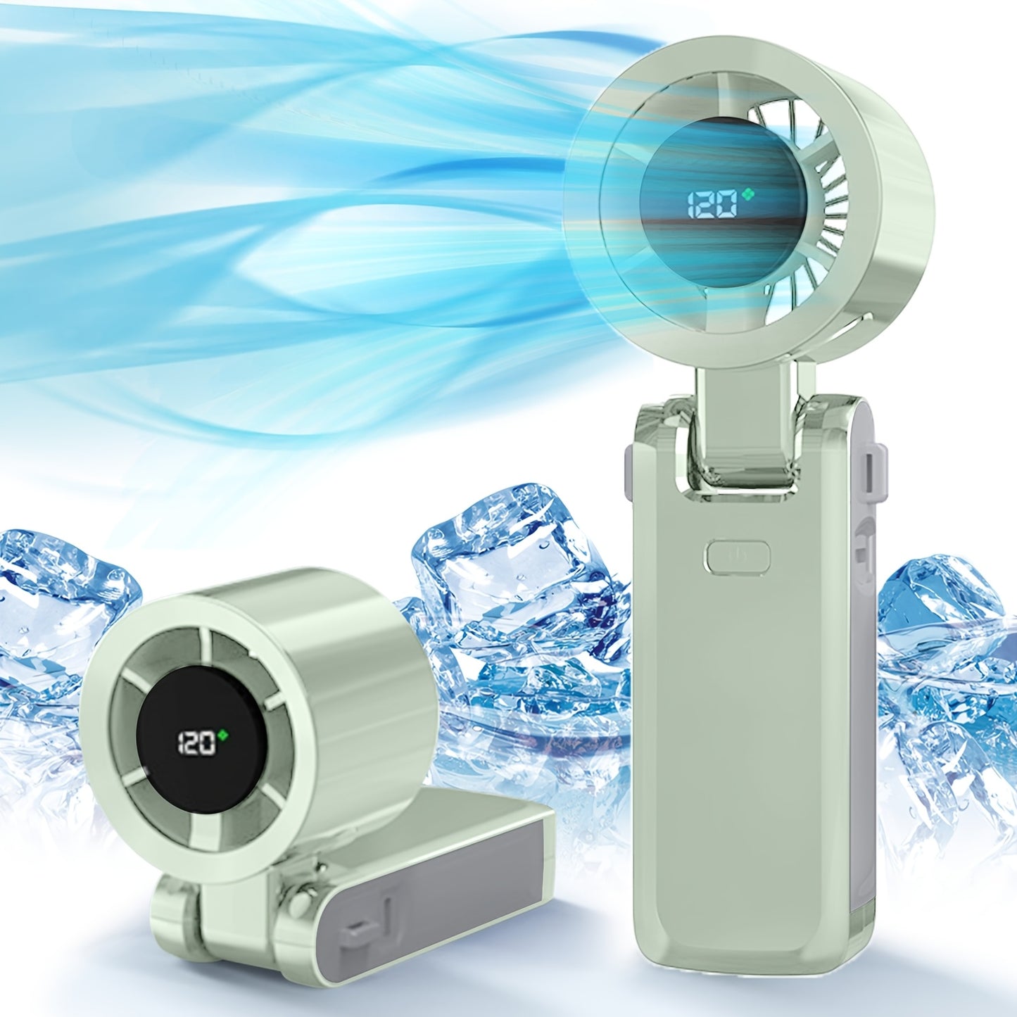 FJB 120W Portable Handheld Turbo Fan with Air Turbine Technology, 3-in-1 USB Rechargeable Lithium Battery, 12-Hour Working Time, Bright LED Display, Durable ABS Material, Ideal for Outdoor Activities, Travel, and Work, Personal Cooling Device | Versatile