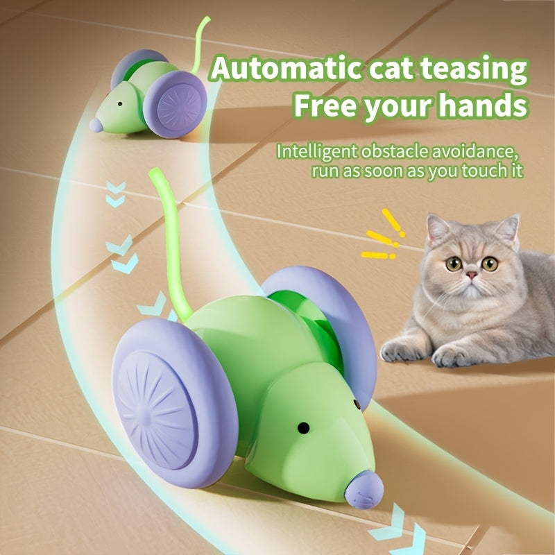 Automatic Cat Toy, Moving Rat with LED Tail, USB Rechargeable, Battery Free - Stimulate Hunting Instinct, Indoor Self-Play, Interactive Exercise Toy, Long Lasting (1 Pack)