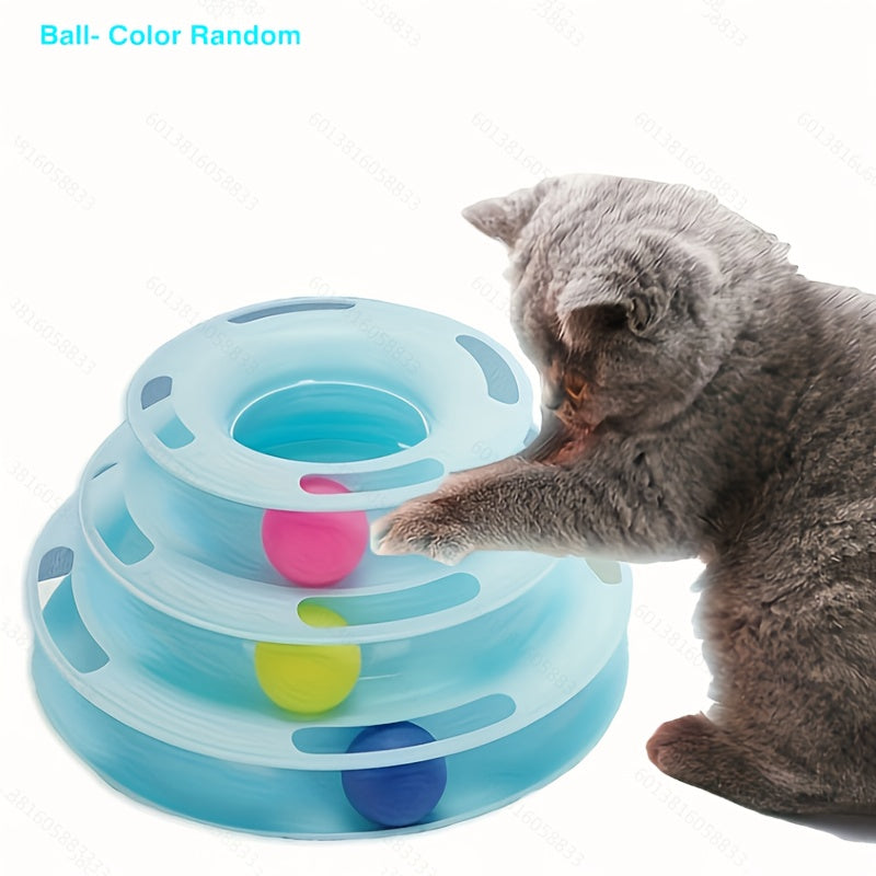 Interactive 3-Tier Rotating Cat Toy Ball - Durable Plastic, No Batteries Needed, Ideal for Large Breeds, Engaging Pet Play, Kitten Teasing Play Toy|Interactive Play|Durable Plastic Ball