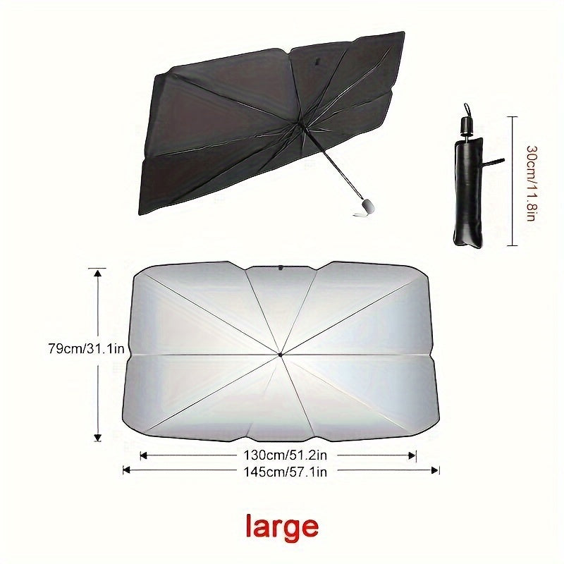 Premium Silvery Car Sunshade - Front Windshield Heat Insulation & UV Protection, Roll-Up Design for Easy Storage - for All Car Models - Suitable for Summer & Hot Weather - Perfect Gift for Car Owners