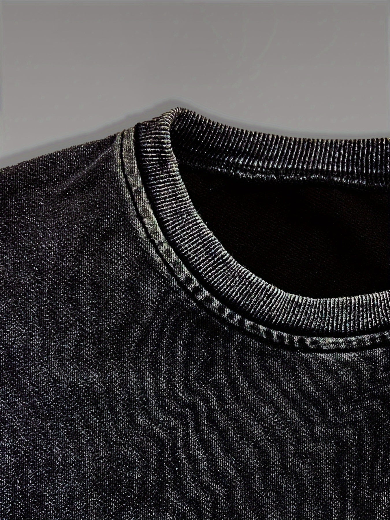 Women'S Casual Vintage Washed Sweatshirt with "Aje." Letter Print, Gray Crew Neck, Long Sleeves, Frayed Hem, Polyester Blend, Fall/Winter Collection, Casual Wear | Relaxed Fit Sweatshirt | Polyester Blend