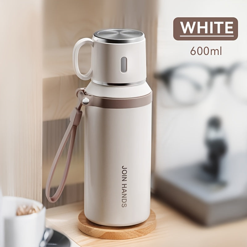 316 Stainless Steel 600ml Double-Wall Vacuum Insulated Water Bottle | 24-Hour Cold Retention | Portable with Carrying Strap - Ideal for Camping, Hiking & Outdoor Adventures
