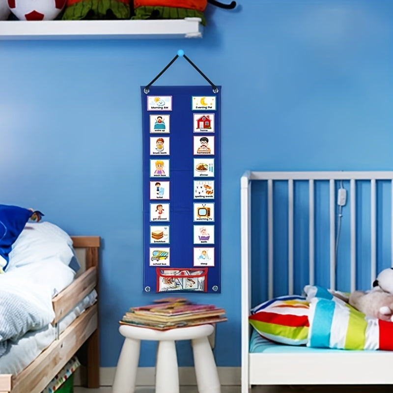 70-Card Visual Daily Schedule Board - Autism Learning Materials for Home School, Morning Bedtime Routine Chart, Chore Chart, and Responsibility Tracker with Communication Cards - Non-Electronic, Uncharged, and Easy-to-Use Educational Tool