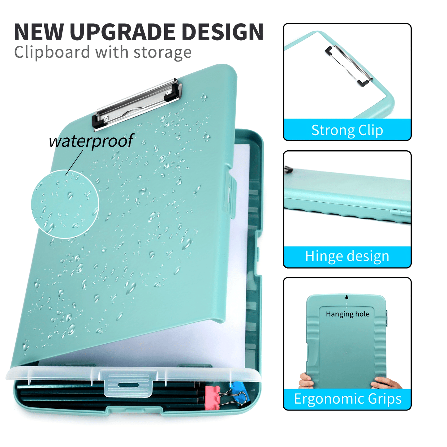 8.5X11 Clipboard with storage, Plastic A4 Clips Board with pen holder to keep your documents organized
