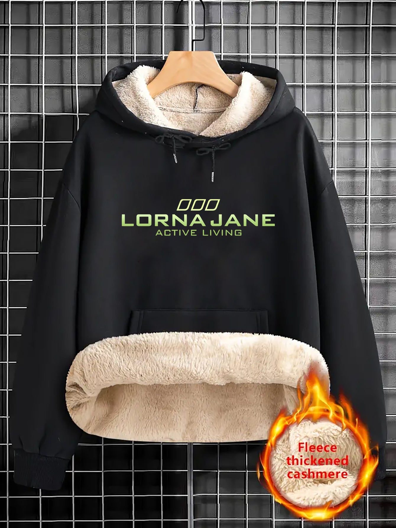 1pc Stylish Green "Lorna Jane" Letter Print Hoodie for Women - Cozy Long Sleeve Pullover with Pockets, Casual Fall/Winter Sweatshirt, Perfect Holiday Gift, Casual Wear Hoodie | Trendy Women'S Hoodie | Texture
