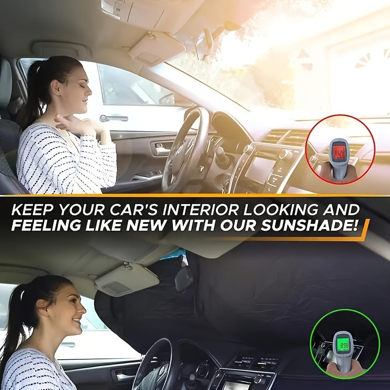 1 Set, Thickened Sunshade, Front Windshield Sunshade, Sunscreen And Heat Insulation Opaque, Foldable Sun Visor, Titanium Silvery Heat Insulation Cooling Baffle, Thermal Anti-ultraviolet Heat Release, Summer Sunscreen, Suitable For Sedan And SUV Models