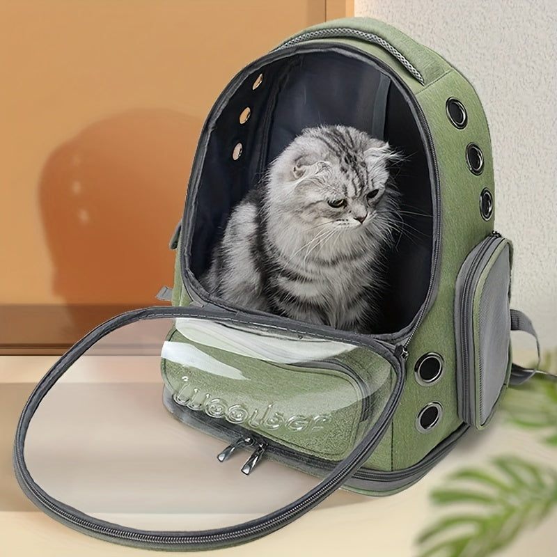 ComfortPet Explorer - Crystal-Clear Transparent Pet Carrier Backpack for Cats and Small Dogs - Breathable, Ventilated, and Spacious for Outdoor Travel and Hiking - Essential Pet Supplies for On-The-Go Owners