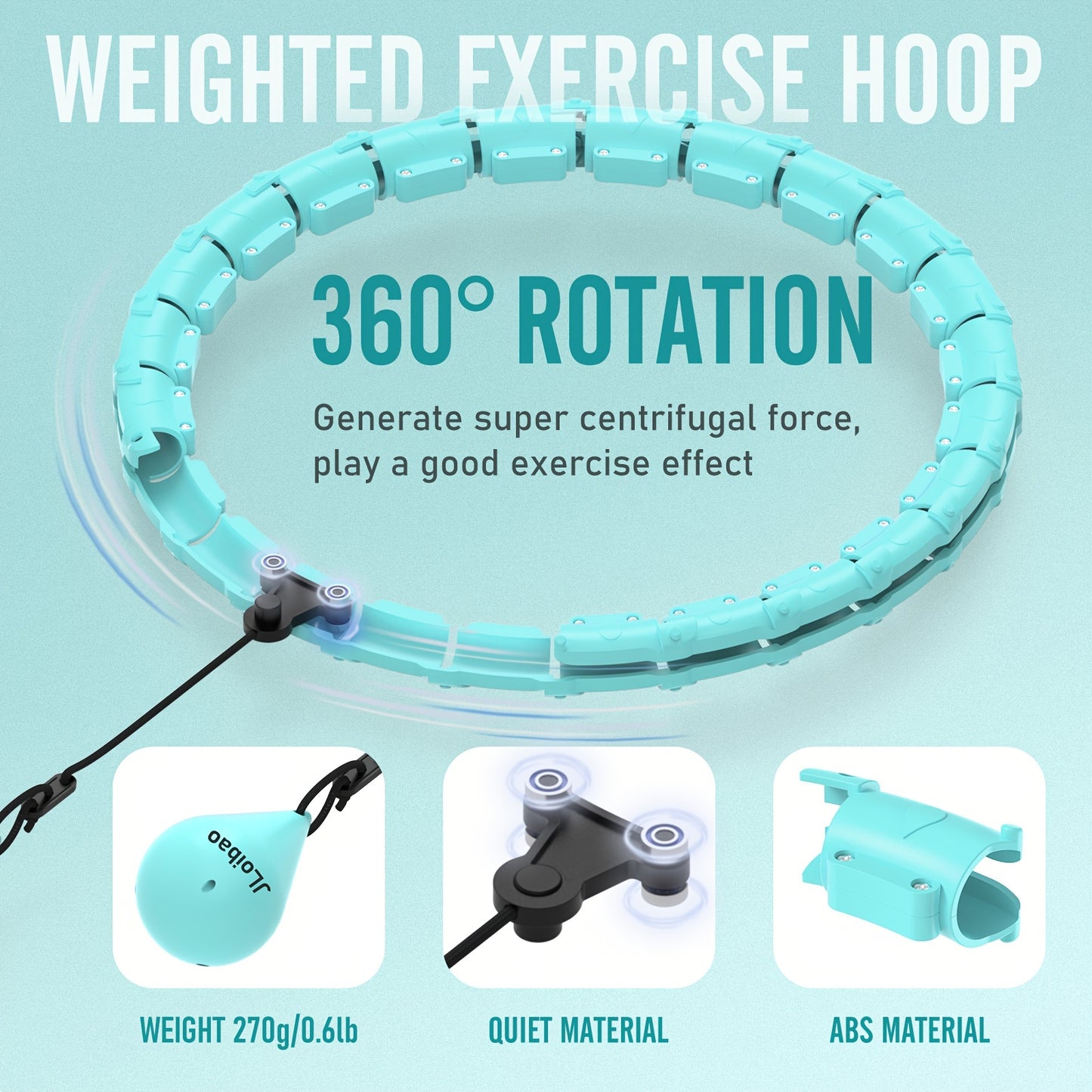 JLOIBAO 46in/117cm Weighted Fitness Circle, 24-Section Detachable Exercise Ring, ABS Material, Body Shaping & Waist Slimming, Ideal for Women'S Day, Mother'S Day, Thanksgiving, Christmas, New Year Gifts