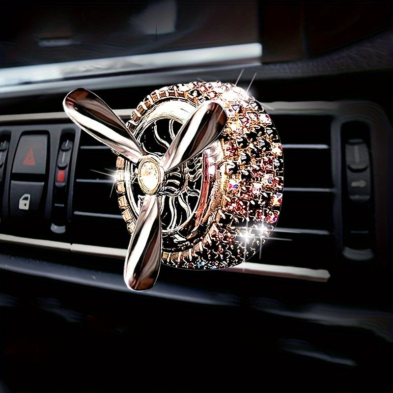 Car Air Vent Solid Perfume, Vehicle Air Freshener, Air Conditioning Fragrance Tablets, Air Force Propeller Perfume, Solid Fragrance Tablets, Rotating Fan Car Interior Decoration, Handmade Rhinestone Fragrance Tablets, Automotive Air Freshener, Interesting