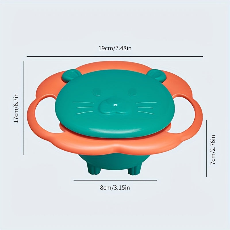 360-Degree Rotating Bowl - Spill-Proof, Anti-Scald Feeding Dish with Lid & Handles - Perfect for Youngsters & Youngsters - Ideal Christmas or Halloween Gift