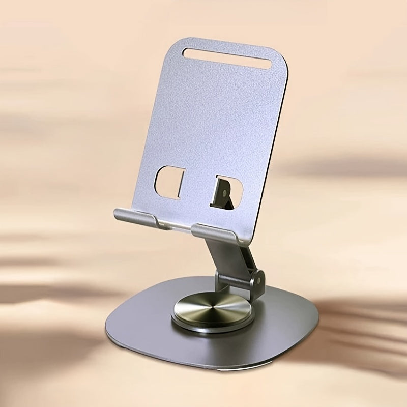 Aluminum Alloy Phone Stand - Waterproof, 360° Rotating Desk Mount with 2-Stage Adjustable & Foldable Design for Office and Bedstand Use