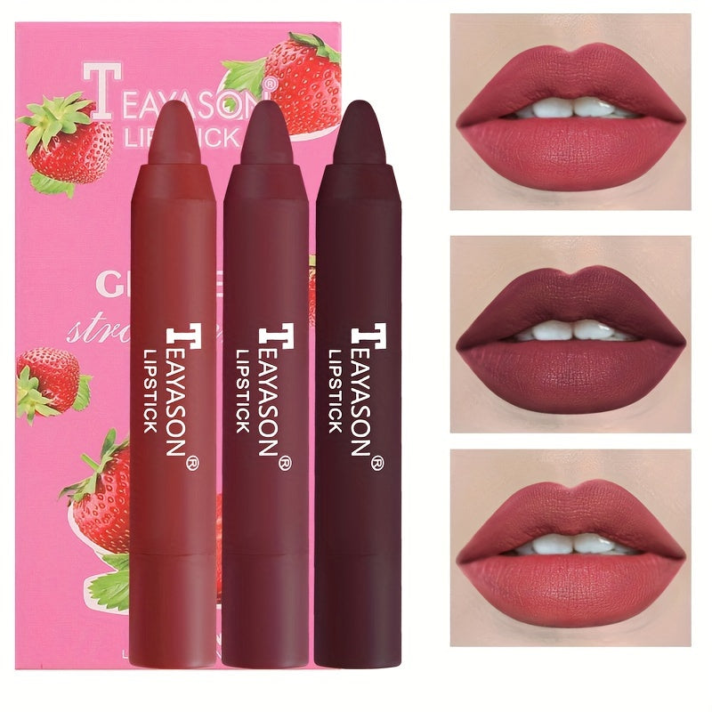Set Of 3pcs Lipstick, Lip Liner Pen Lipstick Pen, Long Lasting Matte Nude Color, Natural Lip Gloss Lip Makeup Gift Set For Valentine's Day Valentine's Day Gifts